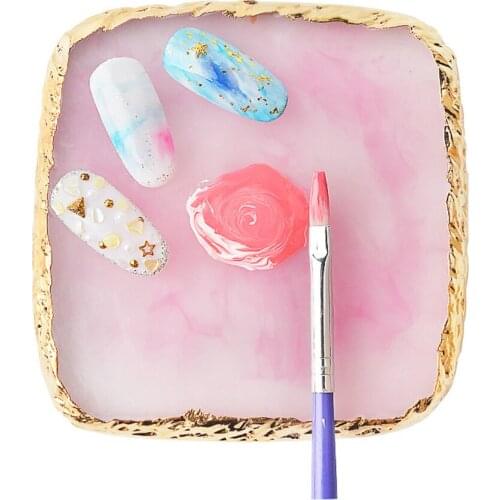 Resin Stone Color Nail Palette False Nail Tips Drawing Nail Color Palette 6 Colors Hand Holder Drawing Palette DIY Nail Art Tool
