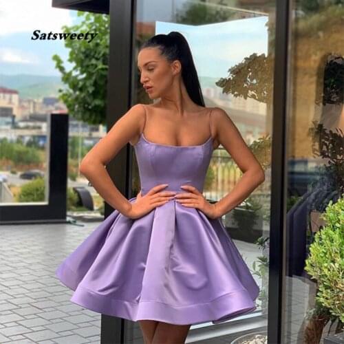 Simple Mini Short Graduation Homecoming Dresses Draped Skirt 2021 Short Purple Homecoming Cocktail Party Dress vestido de fiesta