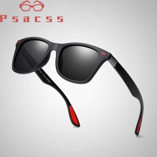 Psacss 2019 Brand Designer Polaroid Sunglasses For Men Square High Quality Vintage Driving Sun Glasses Male Goggle Shades UV400