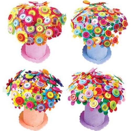 Buttons Bouquets flower DIY material package decorative paper cord children craft handmade creative Puzzles Beads Toys