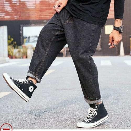 Loose Harlan straight-leg pants plus size men casual nine-point jeans wide-leg plus size casual brand cotton pants