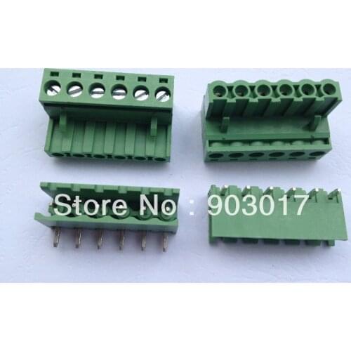 Angle 6way/pin 5.08mm Screw Terminal Block Connector Pluggable Type Green 100 Pcs Per Lot HOT Sale