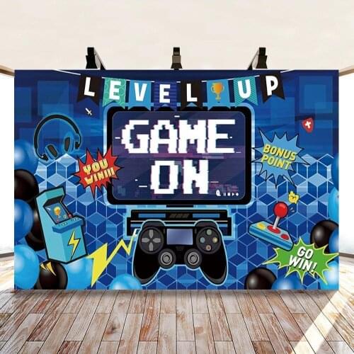 Vinyl Birthday Background Photography Playing Game Black White TV Gamepad Child Customized Poster Party Photo Backdrop Photocall