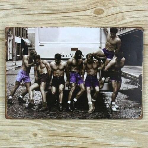 Vintage Painting Retro Poster Strong Men Sexy Boy Metal Tin Signs Wall Art Decoration House Cafe Bar Decor