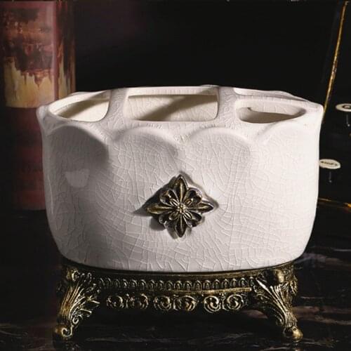 European style High-grade bathroom ceramic toothbrush cup,ice crack porcelain Creative art toothbrush cup holder