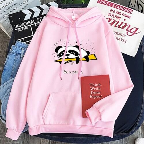 Panda Kawaii Hoodie Cute Print Women Sweatshirt Korean Fashion Cartoon Vintage Pullover Women Warm leisure Hoodie Fashion Female