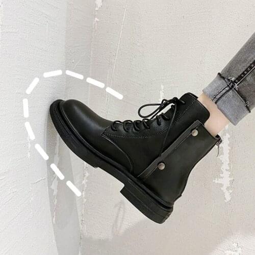British Womens Boots 2021 New Martin Boots Zipper High-top Boots Increase Platform Boot Plus Cotton Warm Boots Black Shoes
