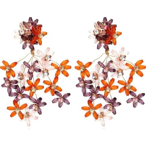 Za Hand-woven Flower Tassel Earrings Exaggerated Multi-layer Flower Leaf Female Earrings