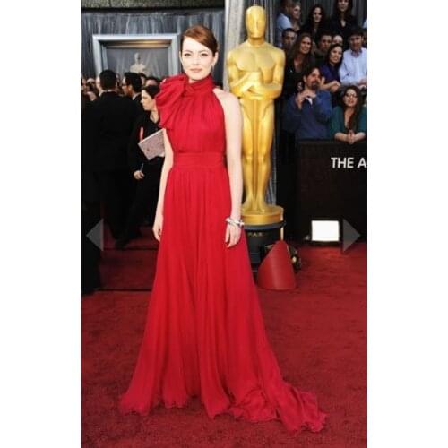 Gala jurk free shipping 2021 Oscars Emma Stone Red Carpet Evening Pageant Gowns Custom Celebrity Dresses