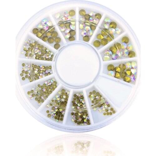 1 wheel mix sizes top quality nail art Crystal AB pointed back shinning glass rhinestone nail gemstones for nail/phone/clothes