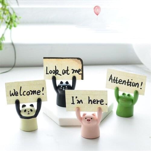 1PC Kawaii Cartoon Pig Frog Panda Memo Card Holder Cute Photo Holder Business Card Holder Office Desk Decoration Card Holder