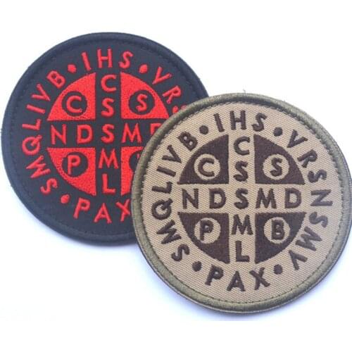 1 military tactical Benedict Cross Stripe / Benedict Cross Stitch Embroidered Badge Clothing Hook and Circle Black / Mud