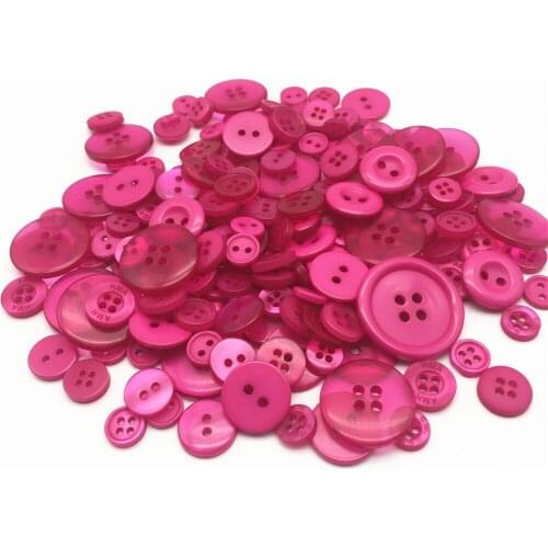 100g/pack Cerise Pink Resin Assorted Buttons Arts Crafts For Scrapbooking Sewing DIY Crafts 9-20mm