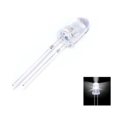 100pcs White LED 5MM White light-emitting diode White turn White Transparents Round DIP led lamp F5 Super Bright