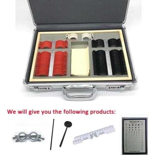 104 pcs Trial Lens Set with Measuring Glasses Testing Frame Optical Lens Optometry Rim Case Evidence Box Aluminum Rim Kit