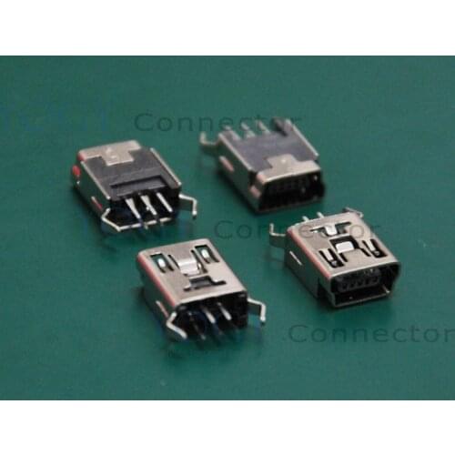 20 pcs/lot) Type-B MINI USB Female Connector Receptacle, 180 Degree DIP, Commonly used in digital cameras and mobile power