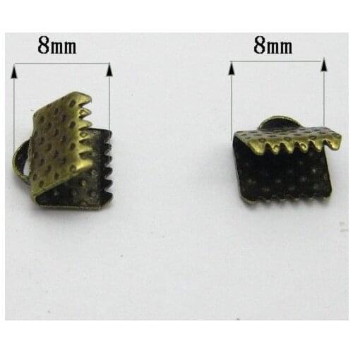 200 Textured Bronze Tone Ribbon Necklace Cord End Caps Crimp Beads Tips 8X8mm