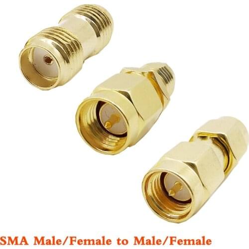 3Pcs/Kit Gold-Plated SMA Connector Kit 50 Ohm SMA Male Plug Female Jack Straight Pin RF Coax Coaxial WIFI 4G Antenna Converter