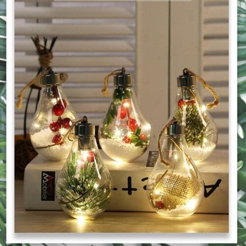 7CM LED Transparent Luminous Night Light Ball Hanging Pendant Christmas Tree Decor Fairy Lights New Year Christmas Decorations