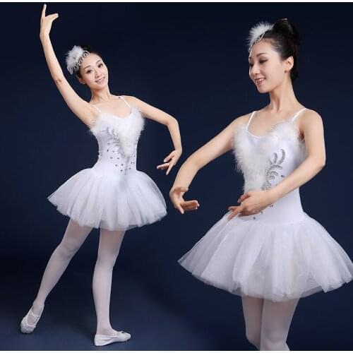 Adults White Swan Lake Ballet Dress Women Ballerina Tutu Costume Dancewear Classical Ballet Leotard Stage Performance For Girls