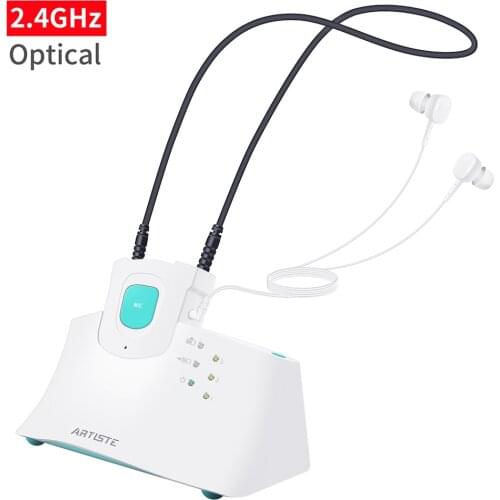 Wireless TV Headphones, Artiste E1 2.4GHz Digital Hearing Aid Headsets System with Optical Headphones for TV Watching/Listening