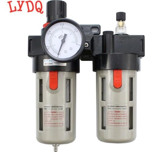 BFC-2000 3000 4000 1/4 3/8 1/2 Air Filter Pressure Regulator Valve LubricatorPneumatic Compressor Oil Water Separtor BFC2000