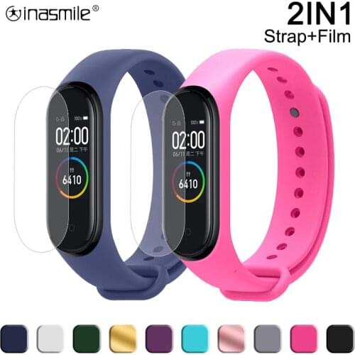 Bracelet for Xiaomi Mi Band 3 4 Sport Strap watch Silicone wrist strap For xiaomi mi band 2 3 4 bracelet +Screen Protector