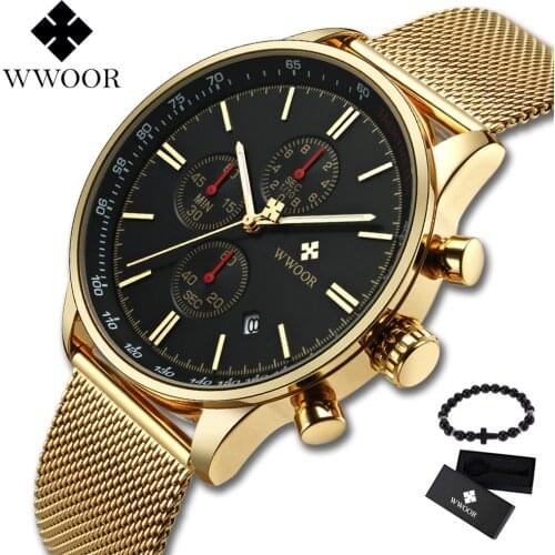 2019 Men Watches Top Brand Luxury WWOOR Chronograph Military Analog Sport Quartz Watch Mens Wristwatch Relogio Masculino Clock
