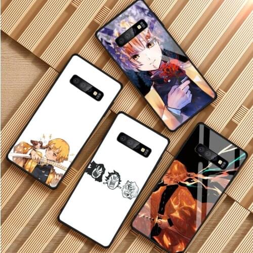 Demon Slayer Agatsuma Zenitsu Tempered Glass Phone Case For Samsung Galaxy S8 S9 S10 S20 PLUS J6 J8 2018 NOTE 8 9 10 Cover Shell