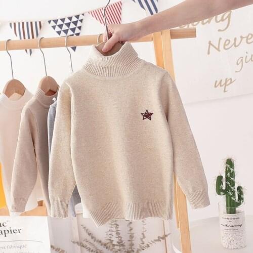 Childrens sweater knitted base shirt boys and girls childrens clothing sweater baby sweater medium and large children Boys and