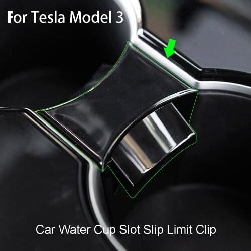 For Tesla model 3 2017-2020 car water cup slot slip limit clip cup holder limiter Black 1Pc