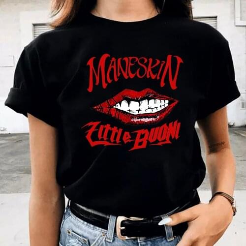 Maneskin T Shirt New Fashion Women Casual Hip Hop T-Shirt Female Harajuku Kawaii Maneskin Merch Tee Shirt Tshirts Dropshipping
