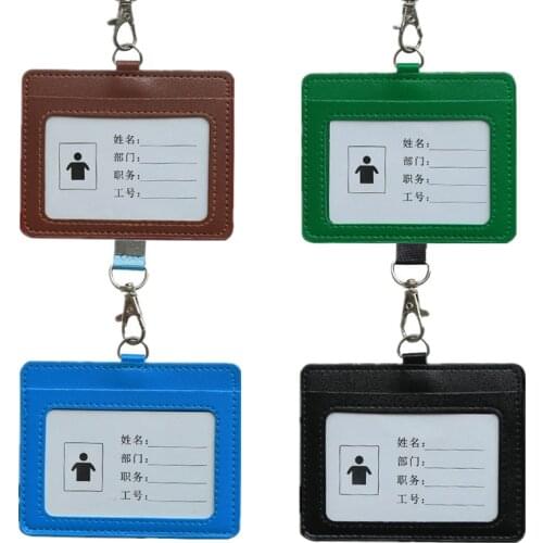 PU Leather ID Credit Bank Card Holder Staff Employees Card Cover Case Bus Card Sleeve Office Building Pass Access Card Holder