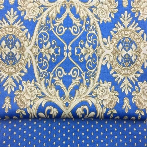 Royal Blue Court Pattern & Polka Dot Printed Cotton Fabric For DIY Sewing Bedding Quilting Clothing DIY fabric 50x160cm