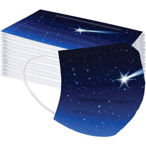 Cosplay Flag 50pcs Disposable Masks Children Mondmasker 3 Layer Star Printed Breathable Mascarillas Halloween Cosplay Bandana