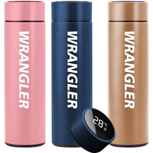 Car logo Mug Laser engraving Temperature Display Insulated Cup Stainless Steel Thermos Flask For Jeep wrangler 2019 18 17 2016