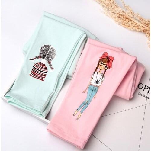 2017 Spring/ Autumn Girls Leggings Cartoon Print Pattern Cotton Pants Children a variety of colors fashion leisure baby trousers