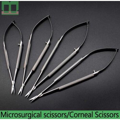 Microsurgical scissors stainless steel bend angle Surgical instrument double eyelid tool Corneal Scissors