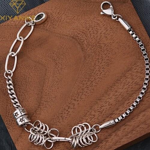 XIYANIKE 925 Sterling Silver Multi-layer Circle Star Bracelet Female Charm Retro Fashion Unique Design Simple Hip-hop Classic