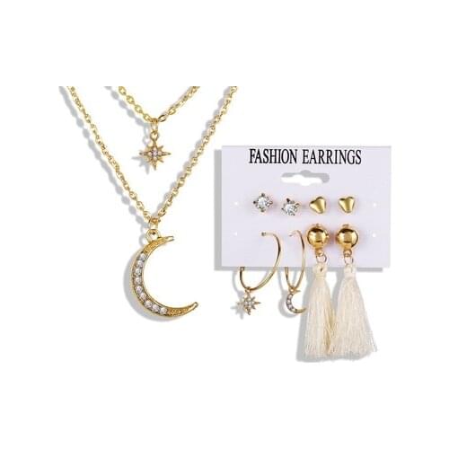 Fashion Star Moon Small Hoop Earrings Set Cute Tiny Crystal Pendant Earrings For Women 2021 Trend Party Jewelry Gift
