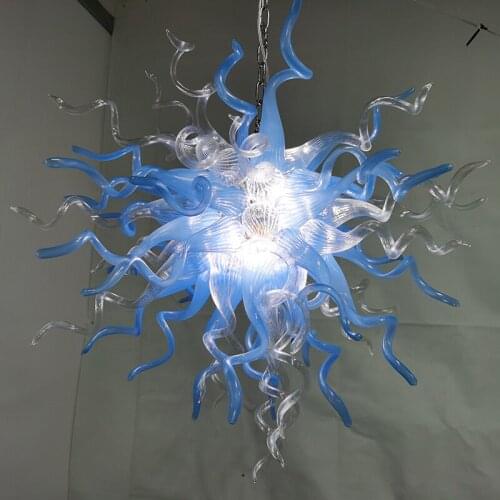 Nordic Style Aqua Blue Chandelier Light LED Crystal Lamp Dining Room Contemporary Pendant Light Fixture