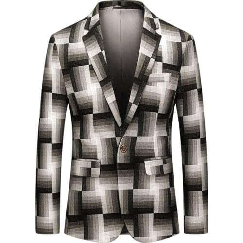 Blazer Men 2020 Casual Man Stylish Three-dimensiona Stage Geometric 3D Pattern Wedding Dress Male Blazers 902