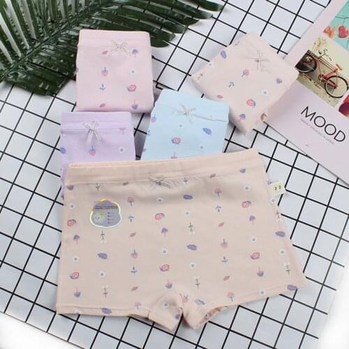 New plus fat plus size girls underwear floral combed cotton children loose breathable boxer pants without pp shorts