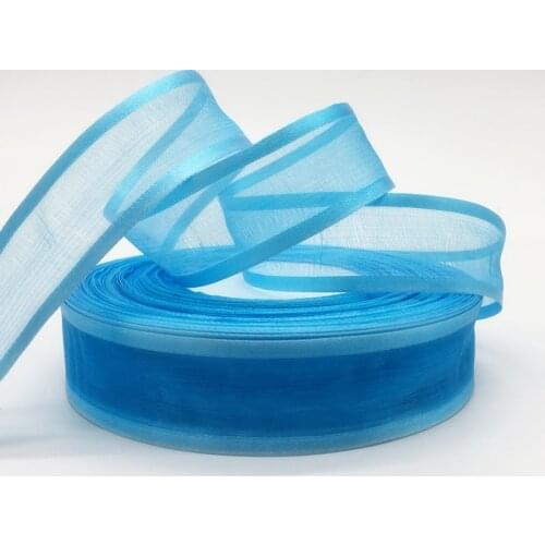 Wholesale 5Yards 1"(25mm) Sky blue Broadside Organza Ribbon Bow Wedding Christmas Party Wrapping Decoration Lace Crafts