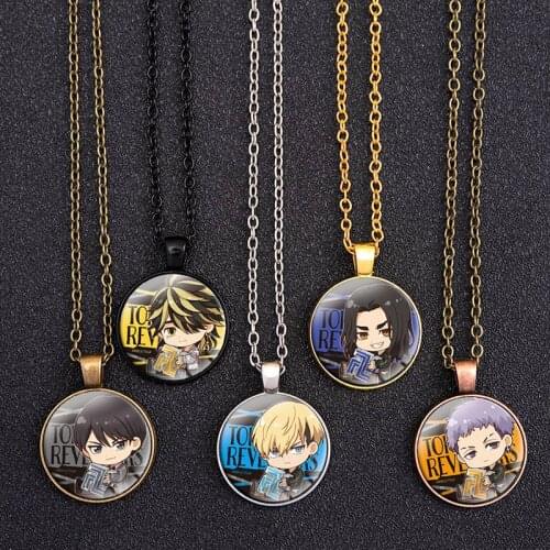 Anime Tokyo Manji Revengers Necklace Cute Cartoon Hanagaki Takemichi Ryuuguuji Ken Picture Glass Dome Cabochon Necklaces Gift