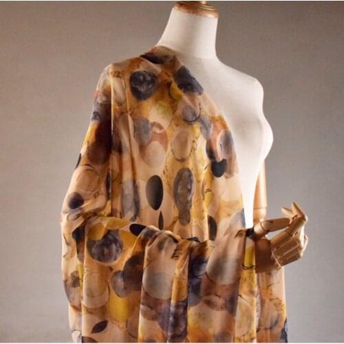 Half Meter Abstract Smudge Round Circle Print High Grade Chiffon Fabric For Dress Sun-proof Clothing Ladys Garment T1557