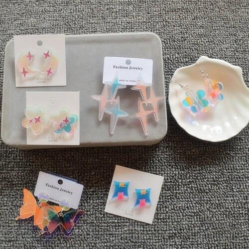 Translucent Fashion Colorful Moon Star Flower Butterfly Earrings Creative Fresh Acrylic Personality Girl Jewelry Gifts