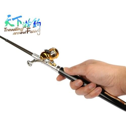 Portable 97cm Pen Rod Combo Aluminum Alloy Pen Fishing Rod with Soild Brass Round Fishing Reel Carp Fishing Set Vara De Pesca