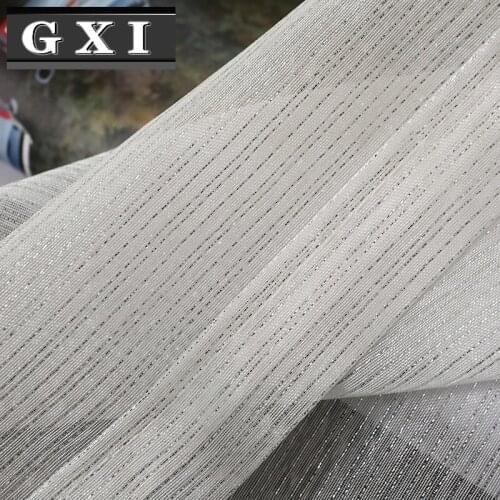 Pure White Window Curtain Tulle for Living Room Bedroom Screen Sheer Fabric Simple Modern Shiny Silver Wire Stripe Voile