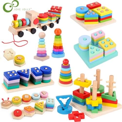 Colorful Geometric Shapes Matching Toys Children Early Learning Exercise Hands-on Ability Montessori Educational Wooden Toys